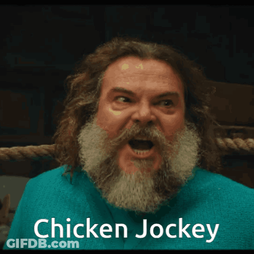 Bearded Man In Blue Shirt Saying Chicken Jockey GIF