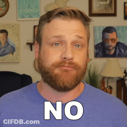 Bearded Man In Blue Shirt Saying No GIF