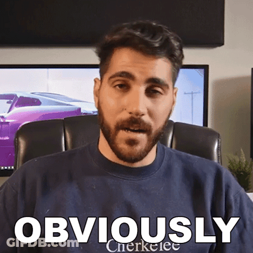 Bearded Man In Blue Shirt Says Obviously GIF