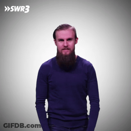 Bearded Man In Blue Sweater With SWR3 GIF