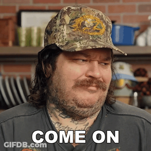 Bearded Man In Camouflage Hat Saying Come On GIF