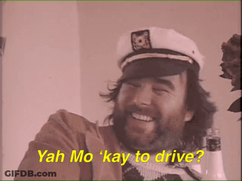 Bearded Man In Captain Hat Saying Yah Mo Kay To Drive GIF