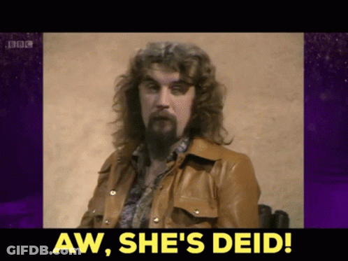 Bearded Man In Chair Saying Aw She's Deid GIF