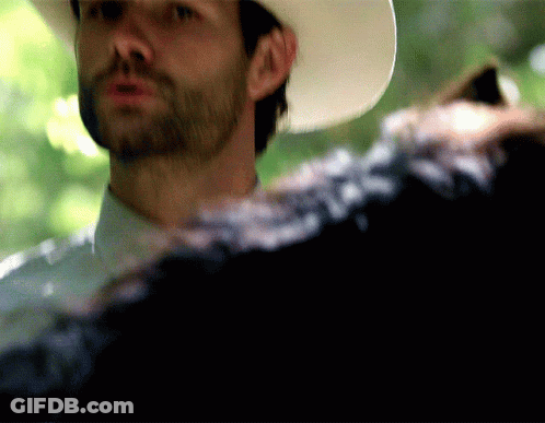 Bearded Man In Cowboy Hat Looking GIF