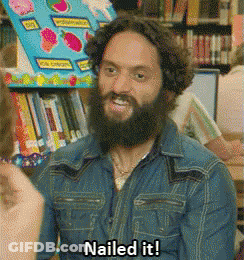 Bearded Man In Denim Shirt Saying Nailed It GIF