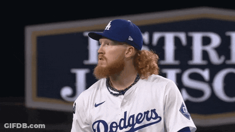 Bearded Man In Dodgers Uniform GIF