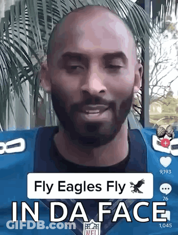 Bearded Man In Eagles Jersey Saying Fly Eagles Fly GIF