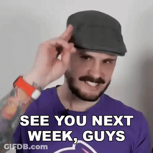 Bearded Man In Flat Cap And Purple Shirt Saying See You Next Week Guys GIF