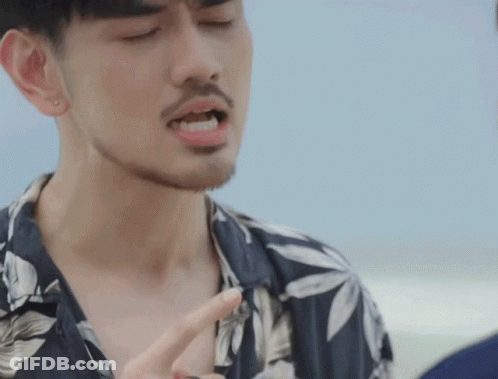 Bearded Man In Floral Shirt Pointing At Chest GIF