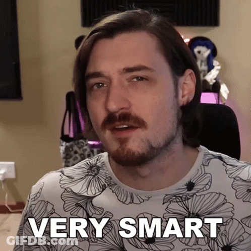 Bearded Man In Floral Shirt Saying Very Smart GIF