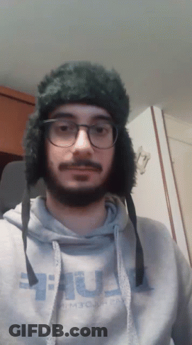Bearded Man In Furry Hat And Hulk Hoodie GIF