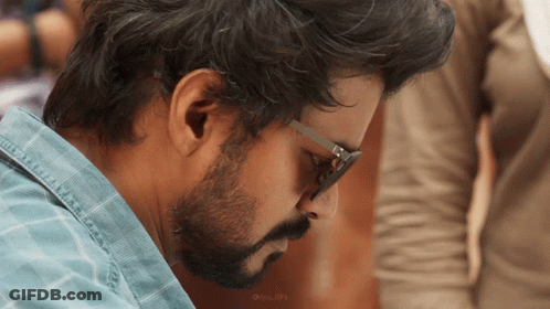 Bearded Man In Glasses And Blue Plaid Shirt GIF