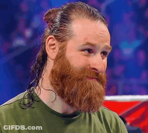 Bearded Man In Green Shirt And Ponytail GIF