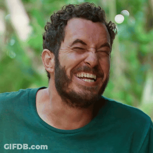 Bearded Man In Green Shirt Laughing Eyes Closed GIF