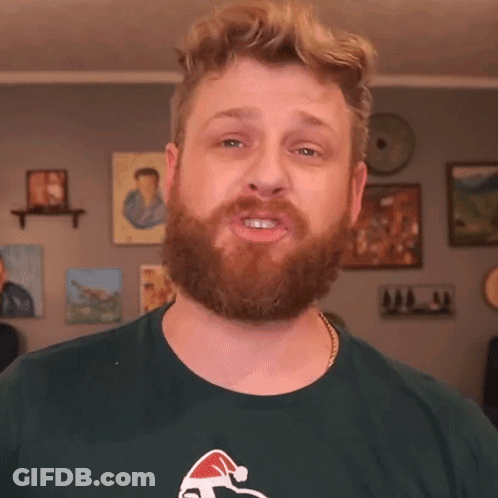 Bearded Man In Green Shirt With Santa Hat GIF