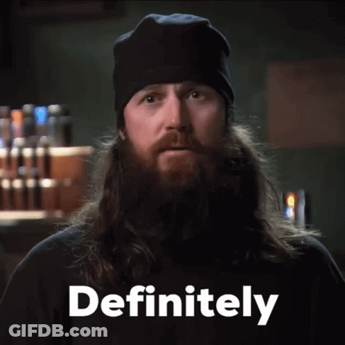 Bearded Man In Hat And Black Shirt Saying Definitely GIF