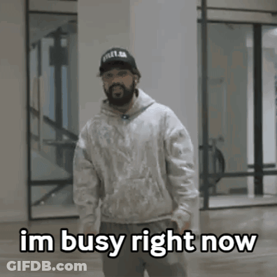 Bearded Man In Hat And Hoodie Says Im Busy GIF