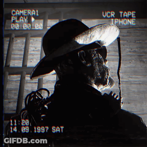Bearded Man In Hat And Sunglasses Recorded On Camera Tape GIF