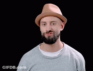 Bearded Man In Hat Pointing Finger Up GIF