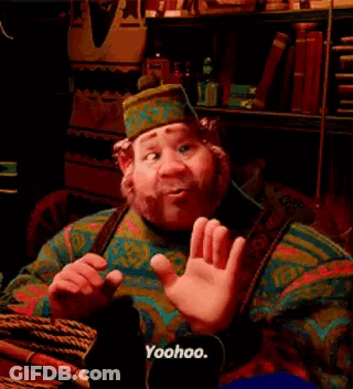 Bearded Man In Hat Raising Hand Saying Yoohoo GIF