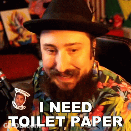 Bearded Man In Hawaiian Shirt Saying I Need Toilet Paper GIF