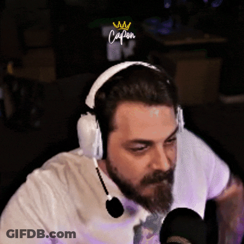Bearded Man In Headphones With Mic Saying Capon GIF