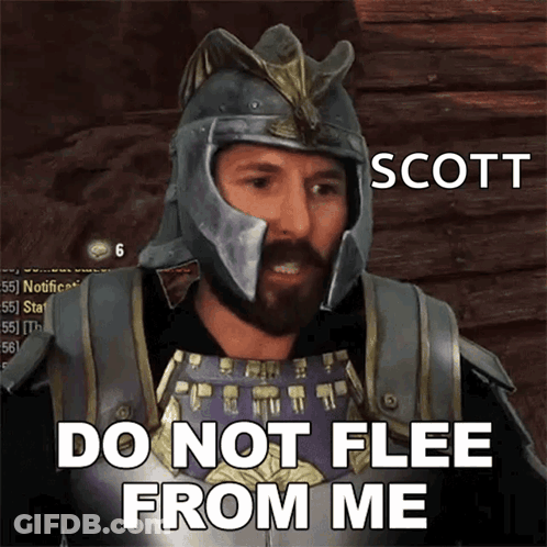 Bearded Man In Helmet Says Do Not Flee From Me GIF