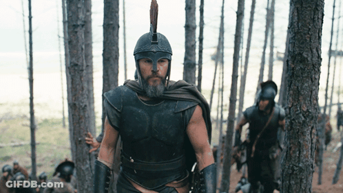 Bearded Man In Helmet Walking Forest GIF