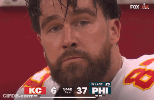 Bearded Man In KC Jersey Score 6-37 GIF