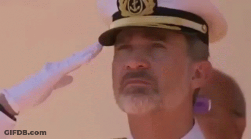Bearded Man In Navy Hat Salutes GIF