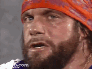 Bearded Man In Orange Headband And Purple Shirt Saying No GIF