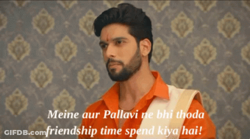 Bearded Man In Orange Shirt Friendship Time Spend Kiya Hai GIF