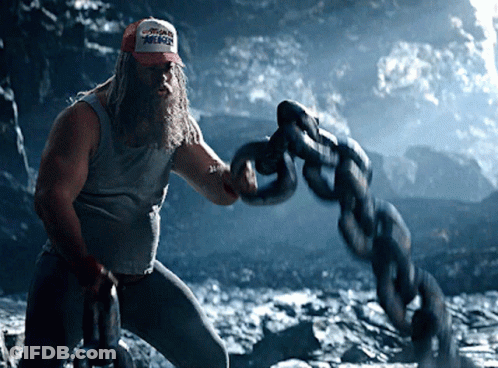 Bearded Man In Pepsi Hat Holding Chain GIF
