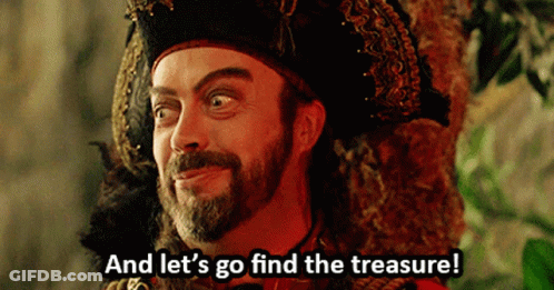 Bearded Man In Pirate Hat Says Let's Go Find The Treasure GIF