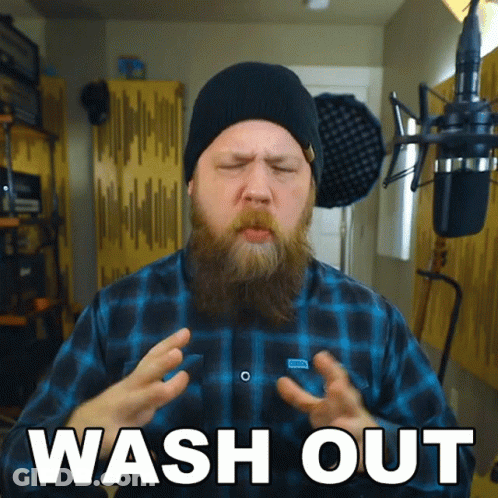 Bearded Man In Plaid Shirt And Black Hat Saying Wash Out GIF