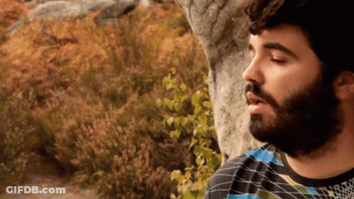 Bearded Man In Plaid Shirt In Field GIF