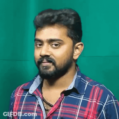 Bearded Man In Plaid Shirt Looking At Camera GIF