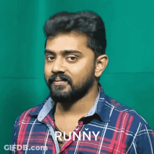 Bearded Man In Plaid Shirt Saying Runny GIF