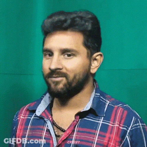 Bearded Man In Plaid Shirt With Creif7 GIF
