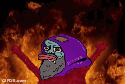 Bearded Man In Purple Hood With XXX GIF