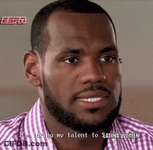 Bearded Man In Purple Shirt Taking Talent To Latina Women GIF