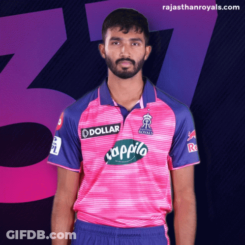 Bearded Man In Rajasthan Royals Jersey GIF