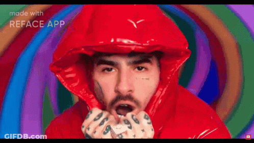 Bearded Man In Red Hooded Jacket GIF