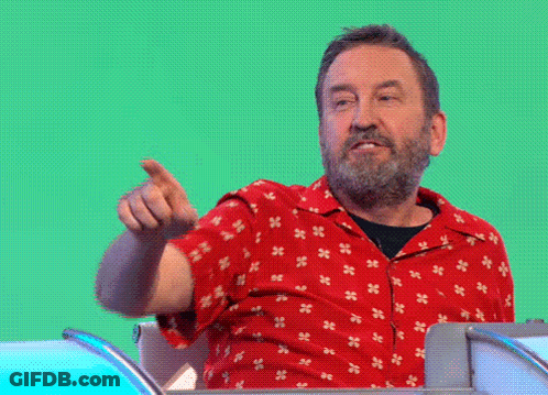 Bearded Man In Red Shirt Pointing GIF