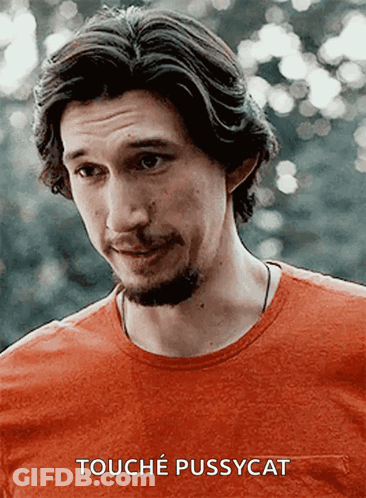 Bearded Man In Red Shirt Saying Touche Pussycat GIF