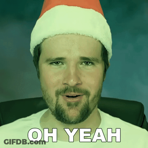 Bearded Man In Santa Hat Saying Oh Yeah GIF