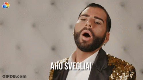 Bearded Man In Sequined Jacket Aho Sveglia GIF
