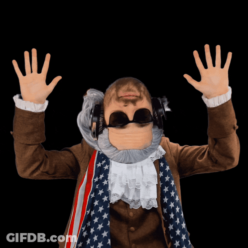 Bearded Man In Sunglasses And American Flag Scarf And Headphones GIF