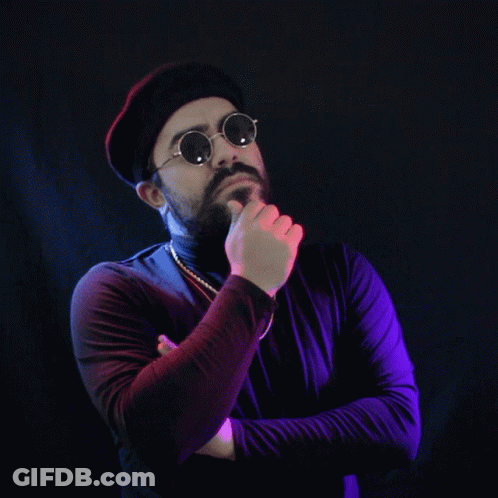 Bearded Man In Sunglasses And Beret Hand On Chin GIF