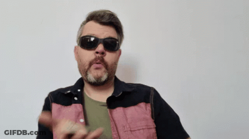 Bearded Man In Sunglasses And Black Pink Shirt GIF